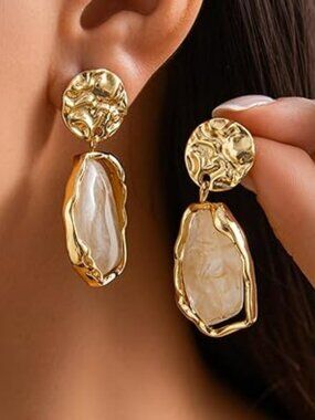 New Trendy Dangle Resin Earrings Gold Resin Hoop Boho Drop Elegant Jewelry